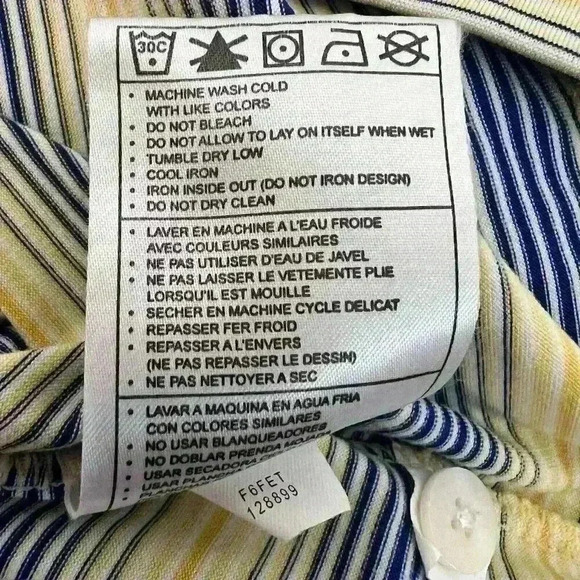 Nike‎ Golf Dri-Fit UV Striped Polo Shirt Mens Large Yellow Blue Striped Stretch - Picture 11 of 11